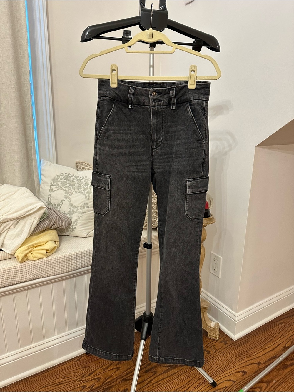 PAIGE Black Cargo Flare Jeans